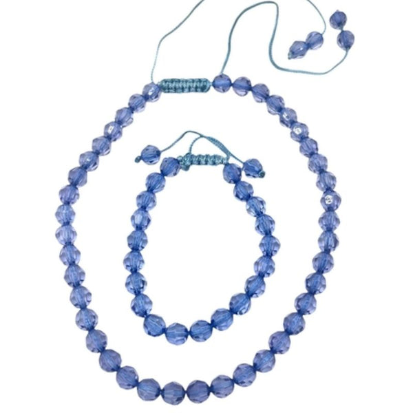 Parure Collier & Bracelet – Perles Facettées Bleu Ciel