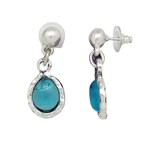 Ensemble Collier & Boucles d’Oreilles – Cristal Bleu Goutte d’Éclat