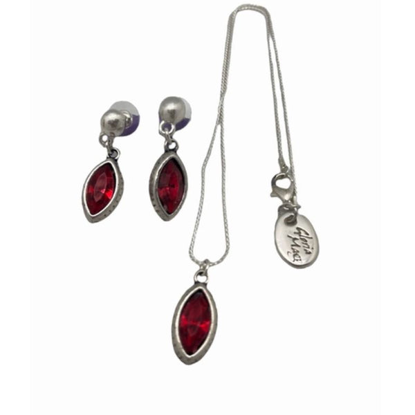 Ensemble Collier & Boucles d’Oreilles Cristal Rouge – Élégance Passionnée