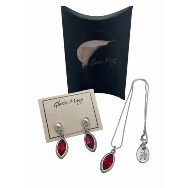 Ensemble Collier & Boucles d’Oreilles Cristal Rouge – Élégance Passionnée