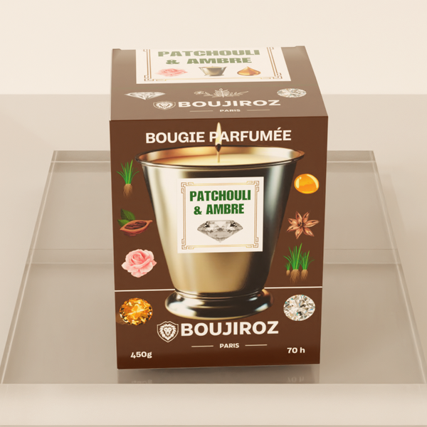 Bougie Parfumée - PATCHOULI & AMBRE - Trésors d'Essence
